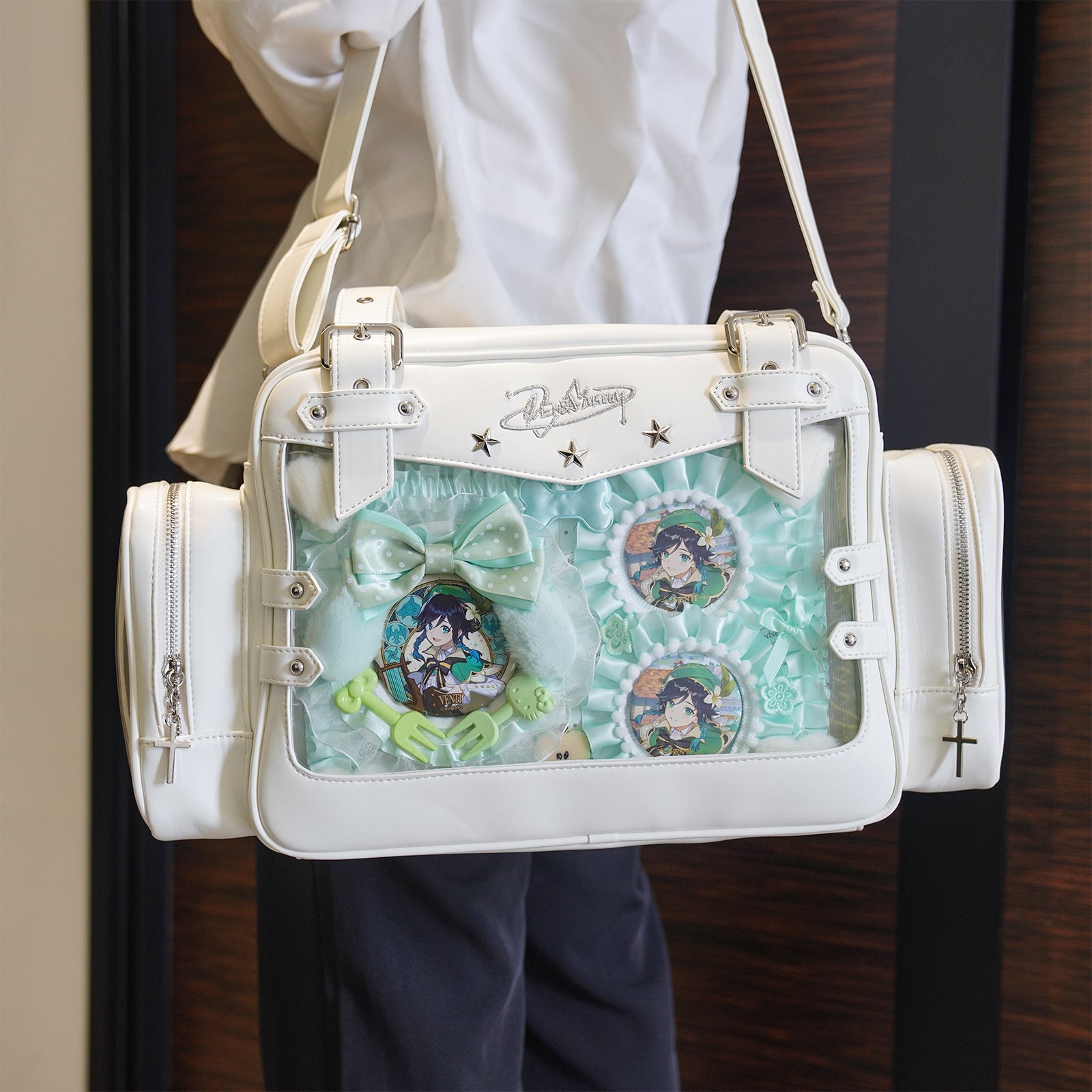 Venti’s Starlight Mint Ita Bag – Genshin Impact Custom Series, Large-Capacity Ita Bag with Side Pockets